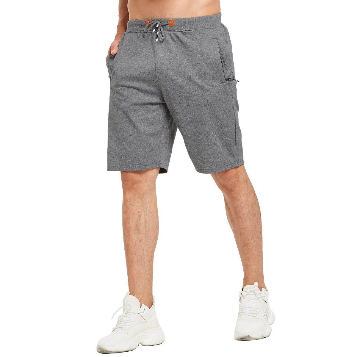 JustSun Men's Casual Sports Shorts with Elastic Waist & Zipper Pockets - Lightweight Quick-Dry Athletic Shorts for Running, Gym, Workout & Outdoor Activities