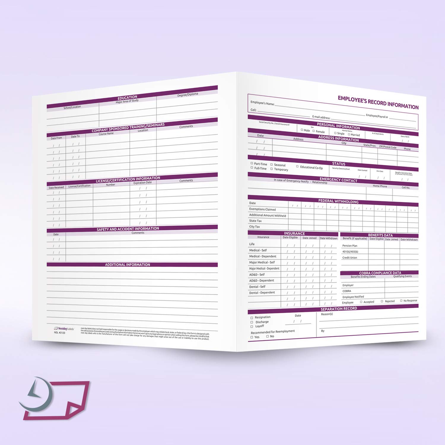 NextDayLabels - 25 Pack Secure Employee Record Folders | Preprinted Discreet Personnel Files for HR & Office Organization | Perfect for Employee Documentation, Confidential Records & Workplace Filing Systems