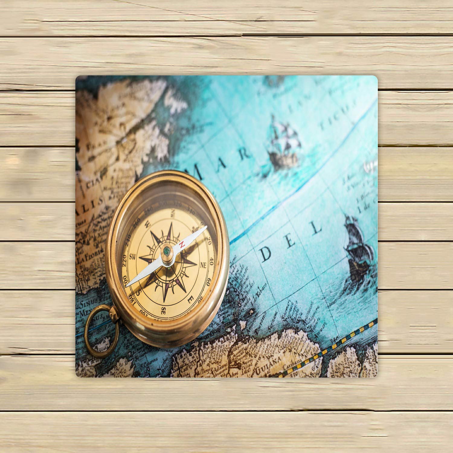 Vintage Map Adventure Compass Beach Towel - 13x13 Inch Quick Dry Bath Towel for Travel, Camping, Beach & Outdoor Activities - Perfect for Home, Shower, Pool & Picnic Use