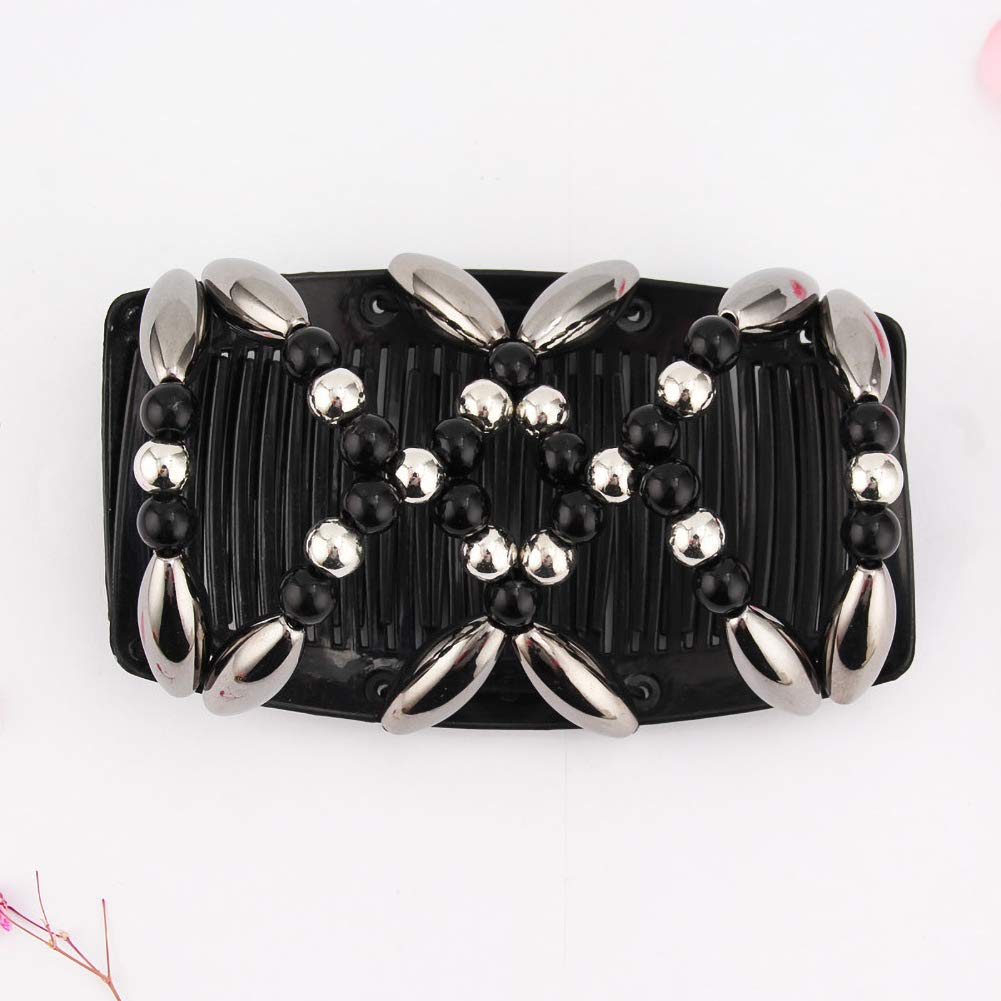 Magic Elastic Hair Clips for Women - Stretchy Beaded Hair Combs for Girls, Perfect for Parties & Weddings