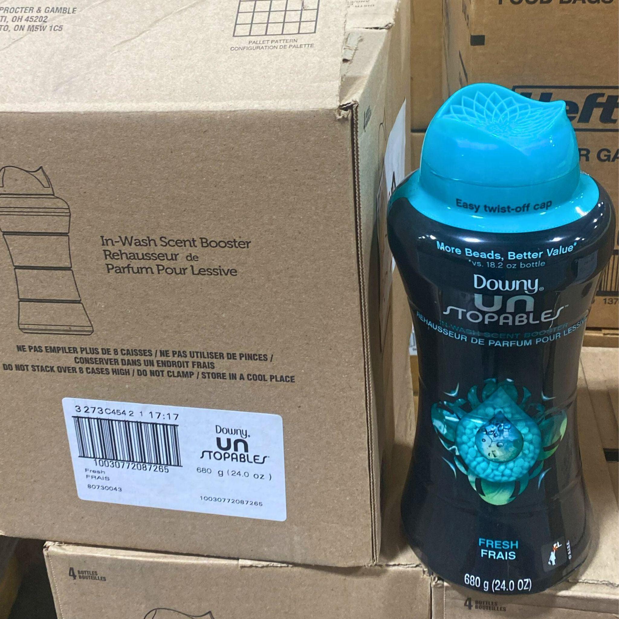 Downy Unstopables In-Wash Scent Booster Fresh 24oz (20 Pack) - Long-Lasting Laundry Fragrance for Clothes, Sheets & Towels - Perfect for Home, Gym & Travel Use
