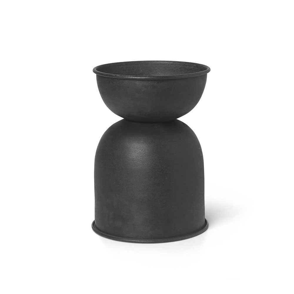 FERM LIVING Large Black Hourglass Flower Pot - 29 Inches Tall Modern Indoor Planter for Living Room, Office & Home Decor
