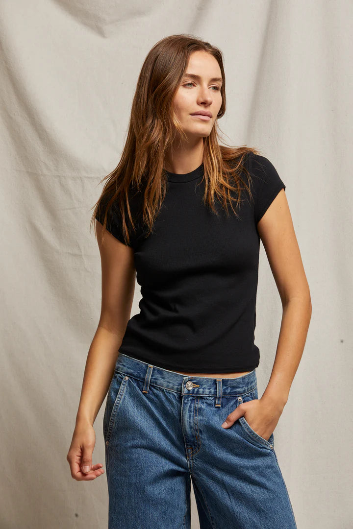 Perfect White Tee - Jude Ribbed Baby Tee for Women | Soft Cotton Essential T-Shirt | Casual Wear, Layering & Everyday Outfits