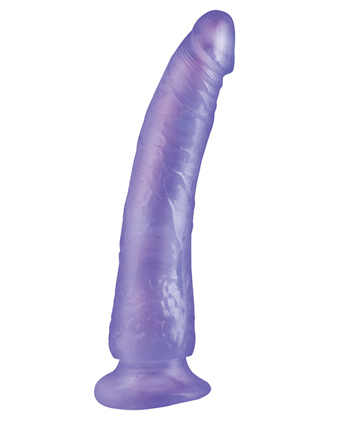 Basix Dong Slim 7 Inch Purple Realistic Dildo with Strong Suction Cup - Perfect for Solo Play, Couples Fun & Shower Use