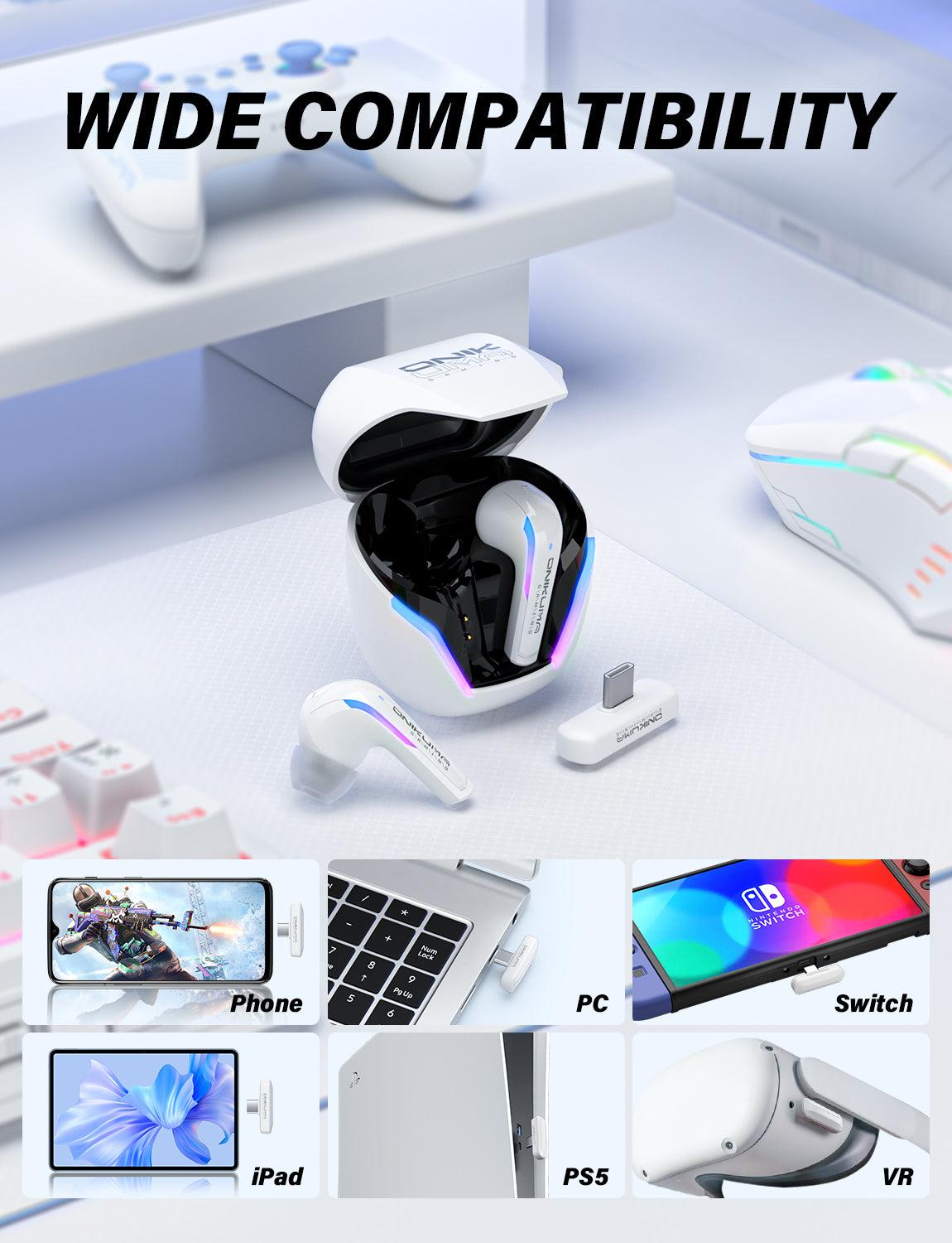 ONIKUMA T27 2.4G Wireless Gaming Earbuds with ENC Mic - Low Latency Bluetooth Earbuds for PC, PS5, Switch, Mobile Gaming - Perfect for Competitive Gaming & Work Calls