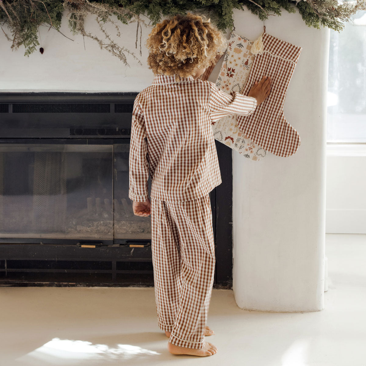 Cozy Long Sleeve Pajama Set - Classic Brick Gingham Print - Final Sale - Perfect for Winter Nights & Relaxing at Home