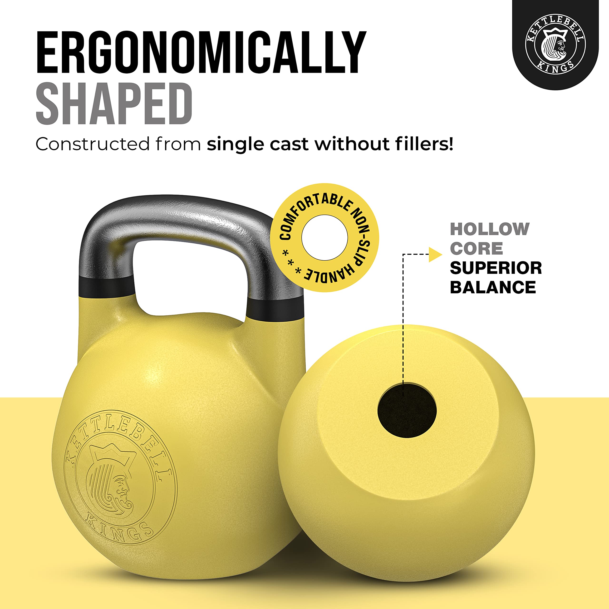 Kettlebell Kings Competition Kettlebells 8-48kg (35mm Handle) - Premium Gym Equipment for Strength Training & HIIT Workouts | Perfect for Home Gym, CrossFit & Functional Fitness | Ideal for Men & Women | Durable for High Repetition Exercises