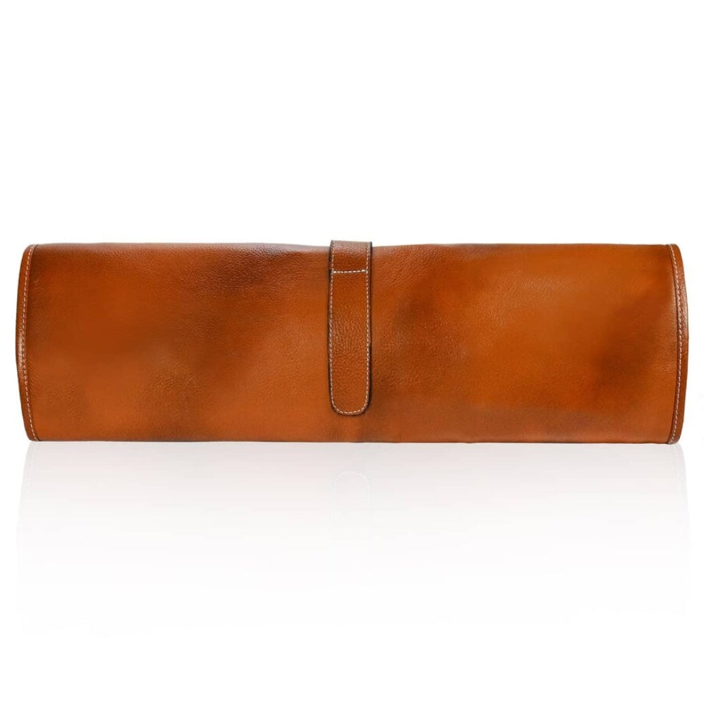 Boldric 8-Pocket Professional Knife Roll for Chefs - Durable Tan Canvas Knife Case - Perfect for Kitchen, Culinary School & Restaurant Use