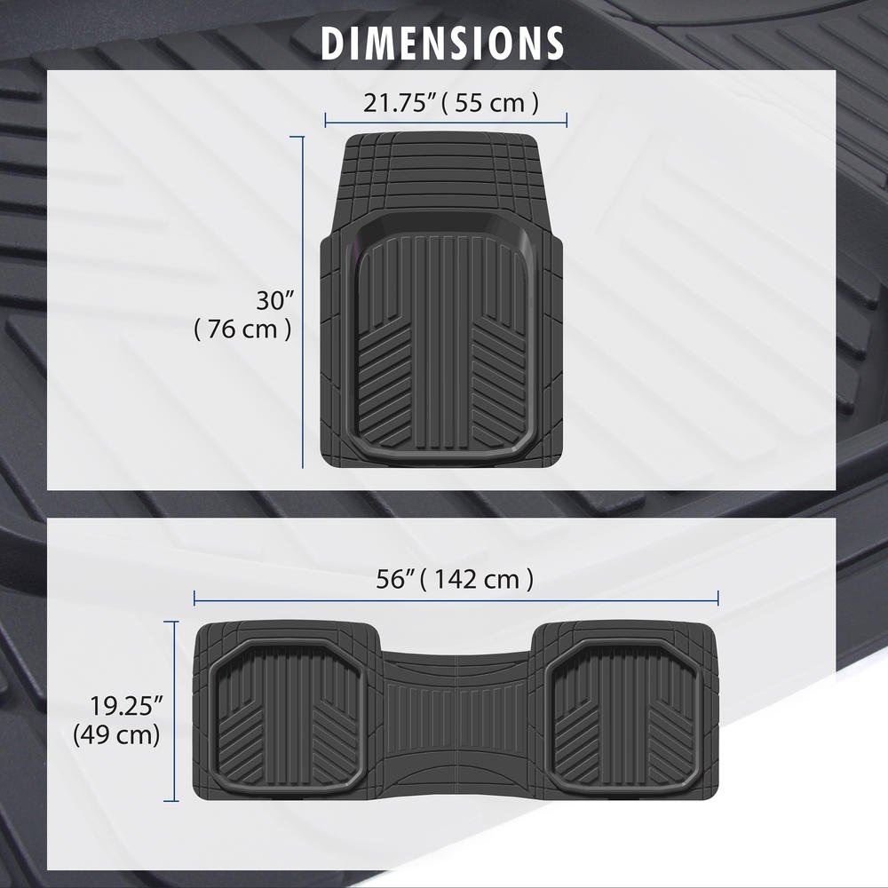 Motor Trend FlexTough Beige All-Weather Floor Mats & Cargo Liner Set - Heavy Duty Rubber Car Mats for SUV, Van, Sedan - Front & Rear Seat Protection + Trunk Mat - Perfect for Daily Commute, Road Trips & Family Travel