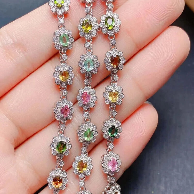 Multi-Color Tourmaline Gemstone Bracelet - October Birthstone Jewelry | FME B045 | Perfect Gift for Women, Birthday, Anniversary & Special Occasions