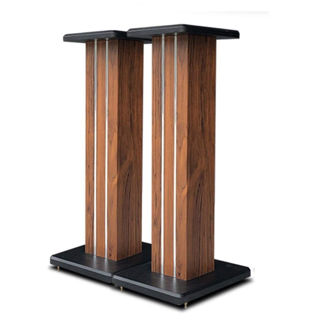 Universal Speaker Stands for Floor & Bookshelf - Pair of Wooden Sand-Filled HiFi Audio Stands with Stable Tripod Base (30x23x60cm, Brown) - Perfect for Home Theater, Studio Monitors & Vinyl Record Players