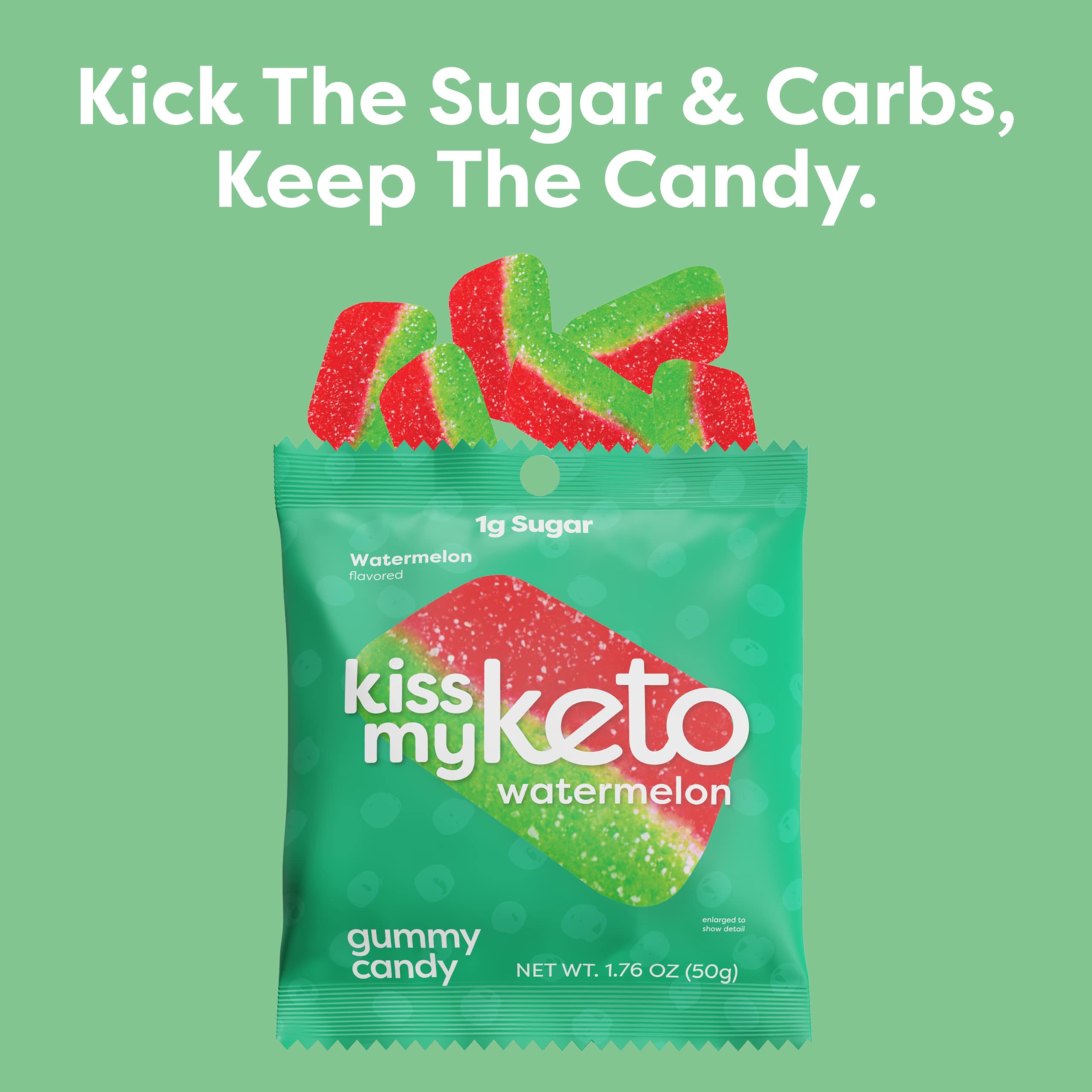 Keto Watermelon Gummies - Low Carb Vegan Candy Snack Pack for Healthy Keto Diet (12-Pack)