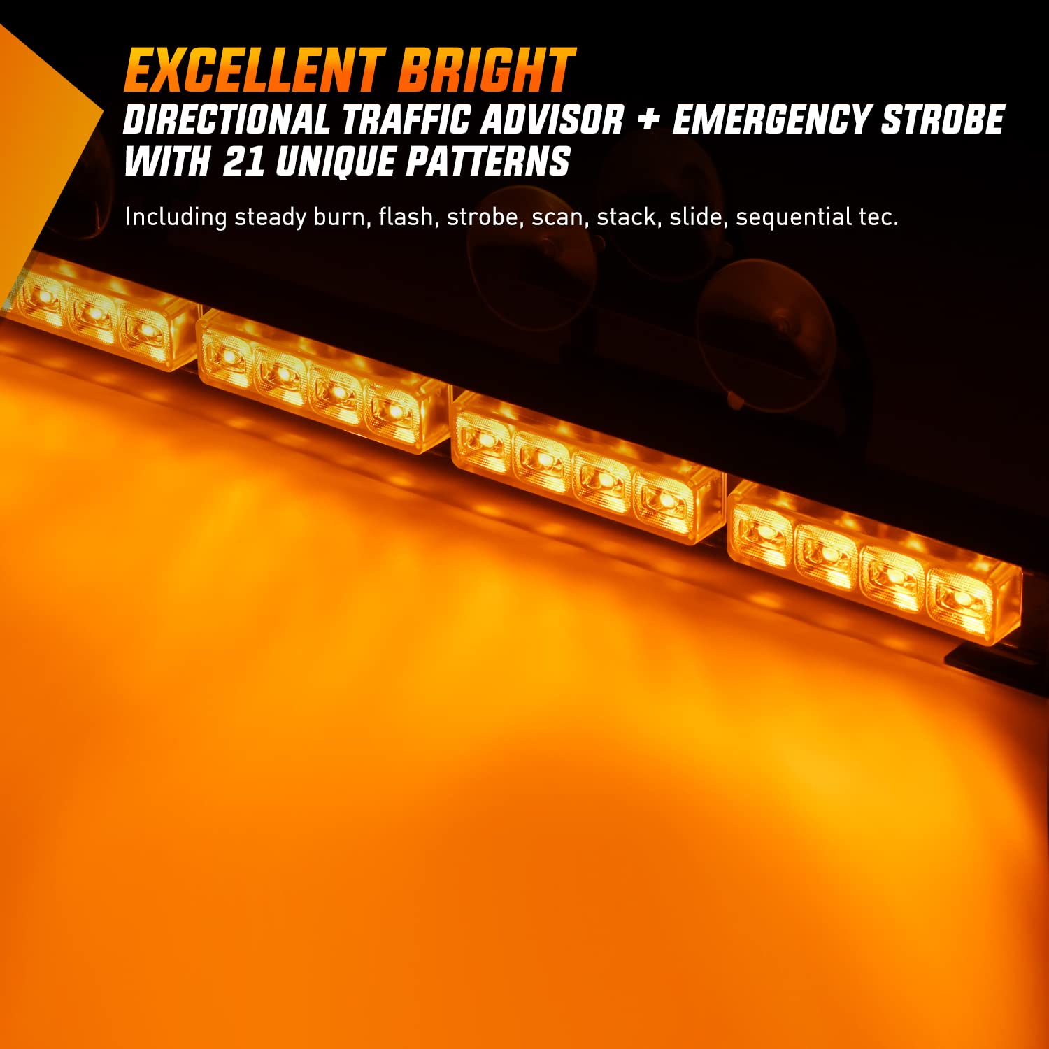 Nilight 35-Inch Traffic Advisor LED Strobe Light Bar - 32 LEDs, 21 Flash Patterns, Cigar Lighter Plug for Emergency Warning & Safety - Ideal for Trucks, Police Cars, Construction Vehicles & Roadside Assistance