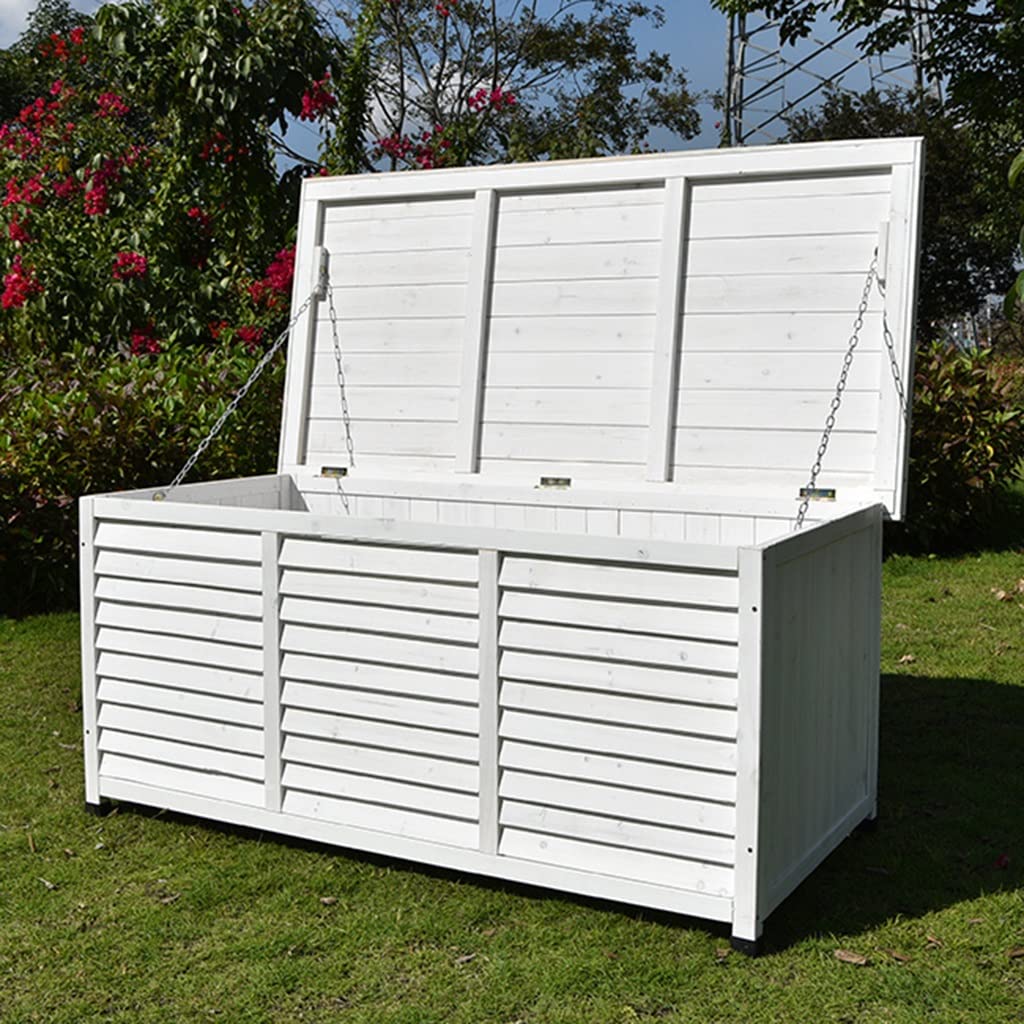 White Wooden Garden Storage Shed - 132x66x60.5cm Outdoor Tool Cabinet & Organizer for Garden Tools, Equipment & Sundries - Perfect for Backyard, Patio & Lawn Storage Organization