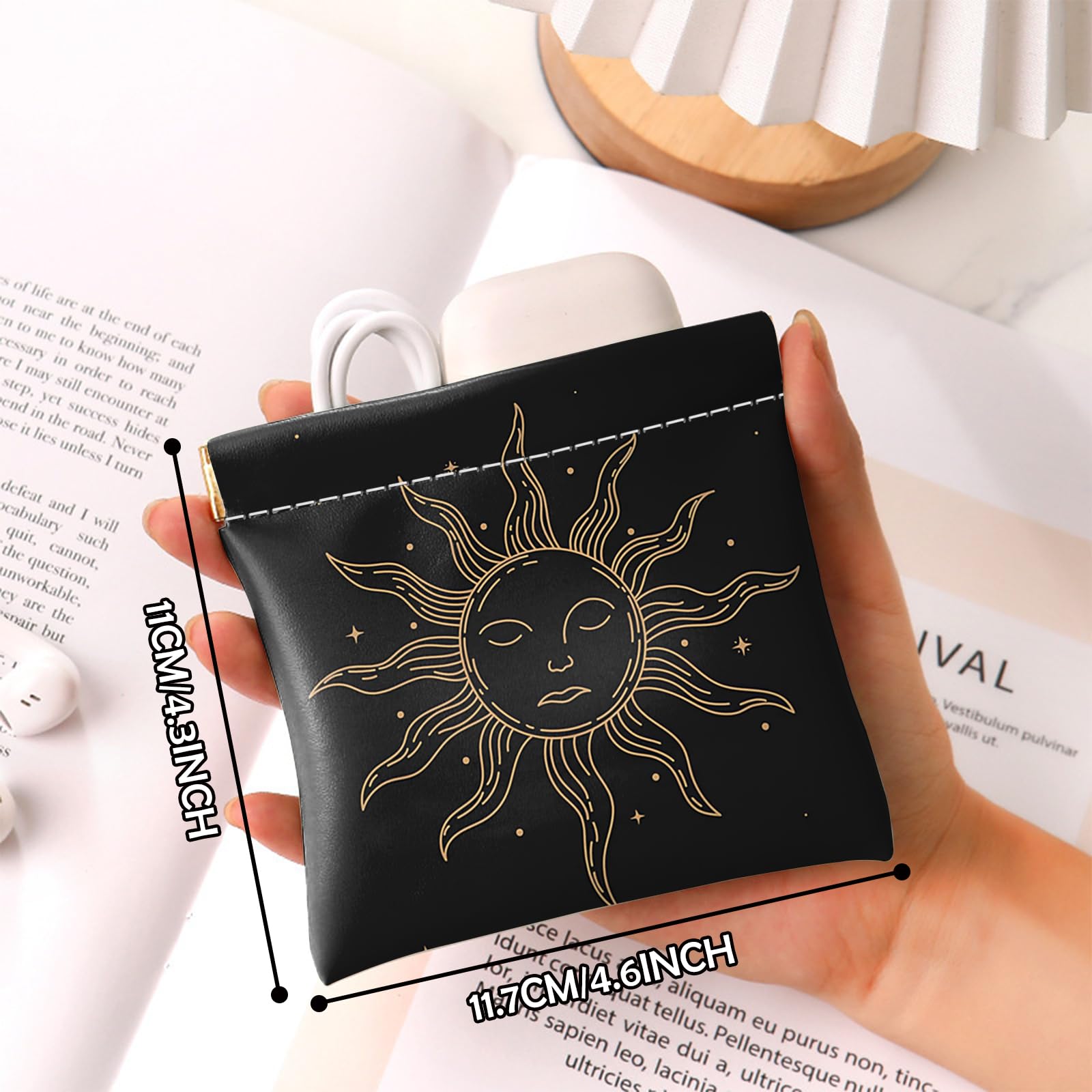 2 Pack Small Squeeze Coin Purse - Soft PU Leather Mini Wallet Change Pouch for Women, Men & Girls - Cute Aesthetic Moon & Sun Design - Perfect for Travel, Shopping and Everyday Use