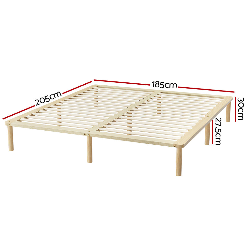 Amba Minimalist King Wooden Bed Frame - Solid Pine Wood Platform Bed with Headboard - Perfect for Modern Bedroom, Guest Room & Master Suite