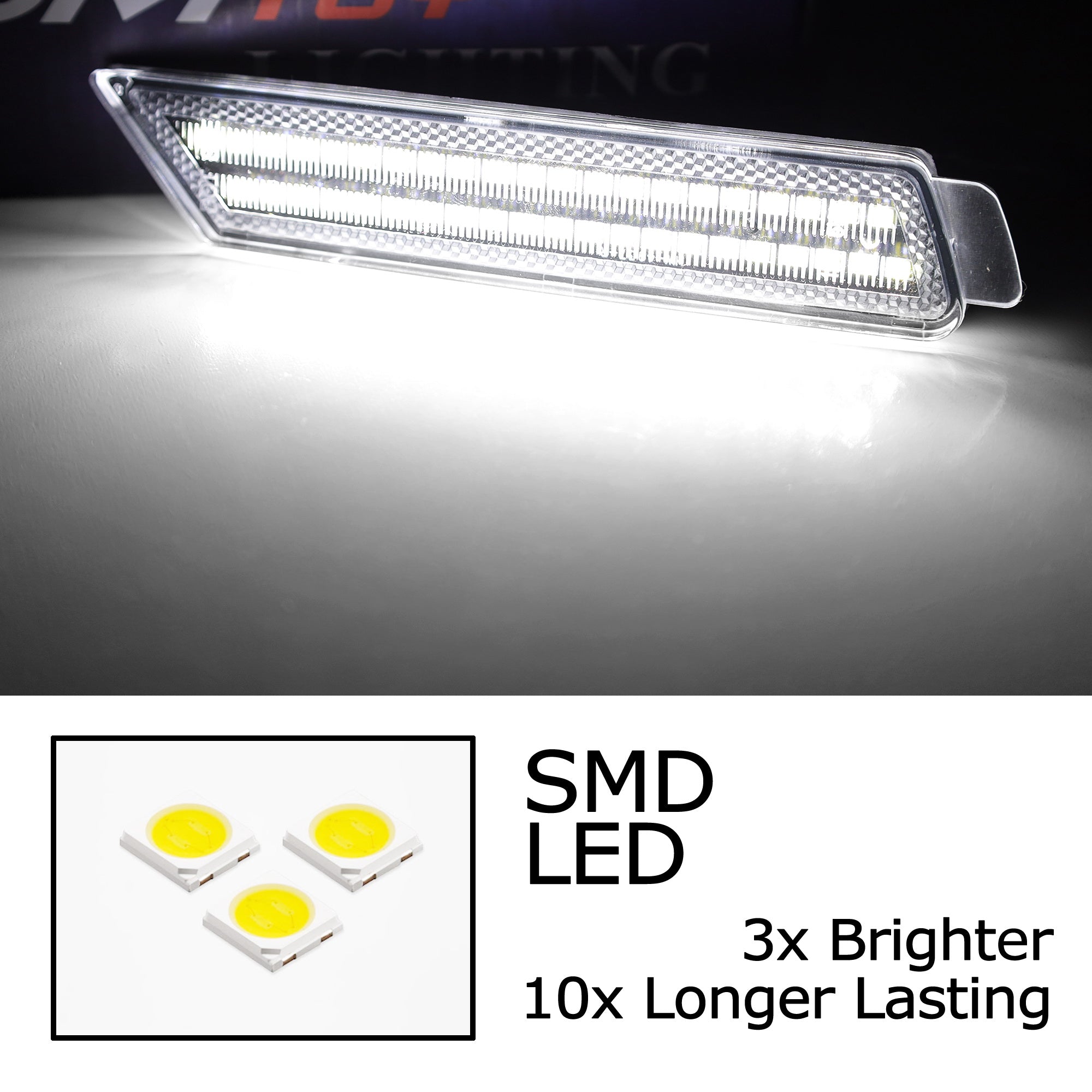 Clear Lens Double Row White Full LED Front Side Markers for 2010-2015 Chevy Camaro - Enhanced Visibility & Style Upgrade for Night Driving & Car Shows