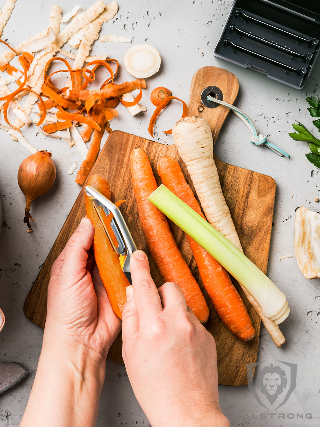 Premium Dalstrong Swivel Straight Peeler with 3 Blades - Ergonomic Vegetable Peeler for Potatoes, Carrots & Fruits - Professional Kitchen Tool for Home Chefs & Cooking Enthusiasts