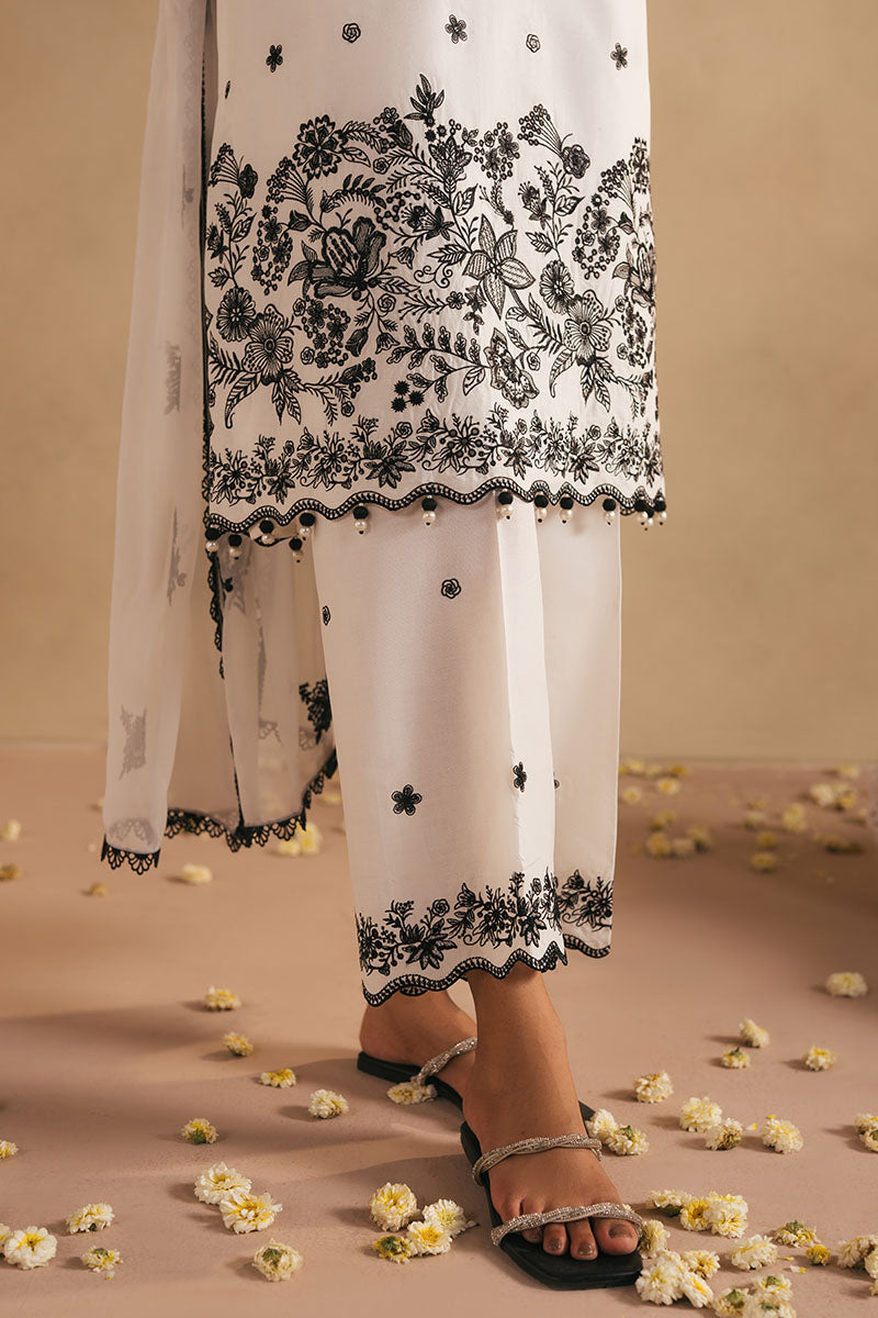 Monochrome Bliss 3-Piece Embroidered Lawn Suit for Women | Elegant Pakistani Formal Wear | Perfect for Weddings, Parties & Special Occasions