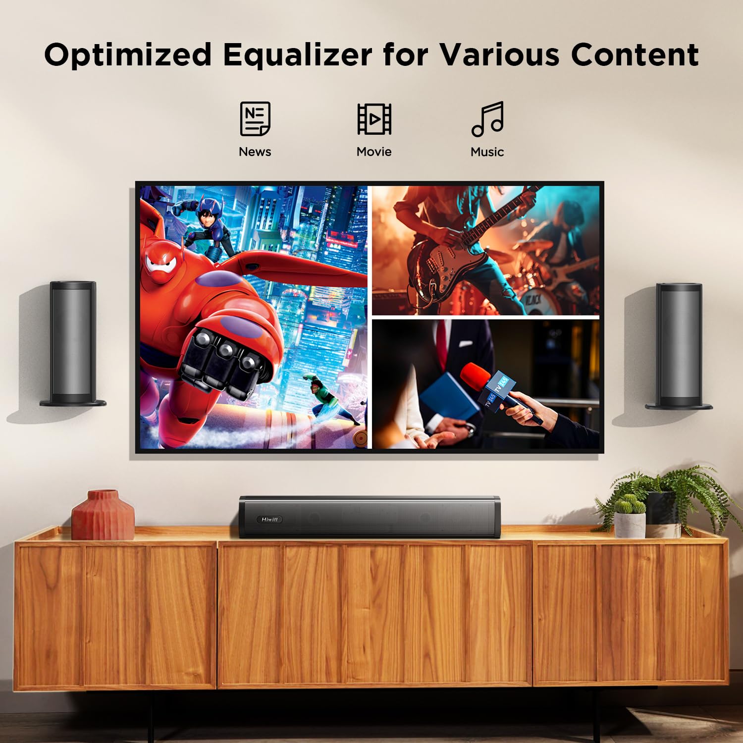 Dolby Audio 4.1 Channel Sound Bar for Smart TV - Home Theater Surround Sound System with Wireless Subwoofer & 2 Rear Speakers | HDMI ARC, Deep Adjustable Bass | Perfect for 4K TVs, Gaming & Movie Nights