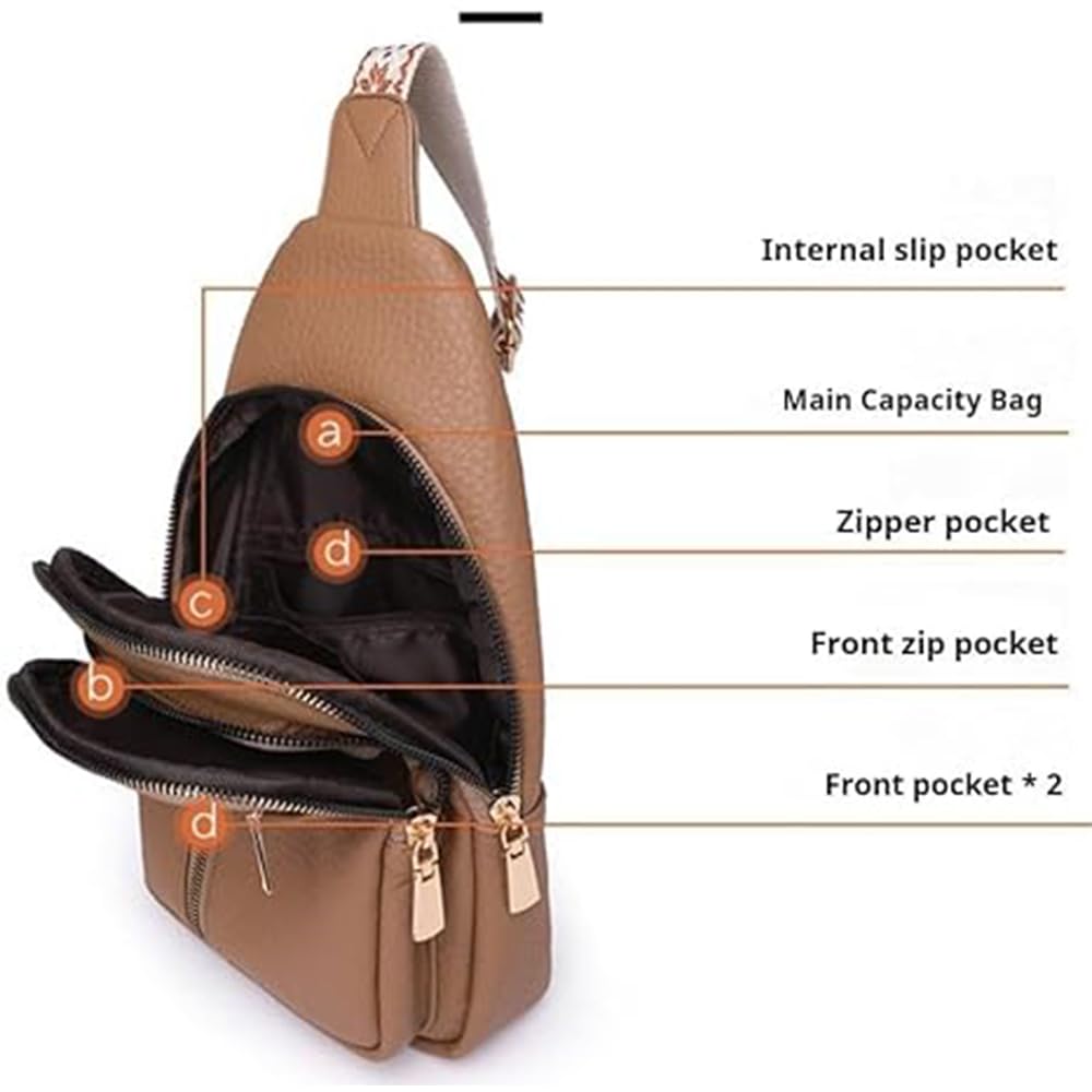 Women's Leather Crossbody Bag - Stylish Zipper Fanny Pack for Travel Essentials & Everyday Use | Perfect for Hiking, Shopping & Casual Outings