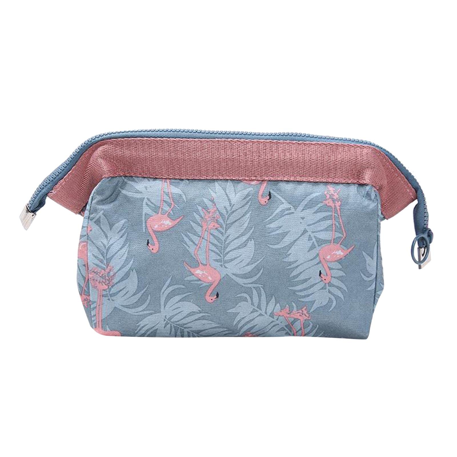 LOSA Women's Small Printed Makeup Bag - Funny Cute Cosmetic Pouch with Flamingo Design, Washable Toiletry Organizer for Travel, Gym & Daily Essentials Storage