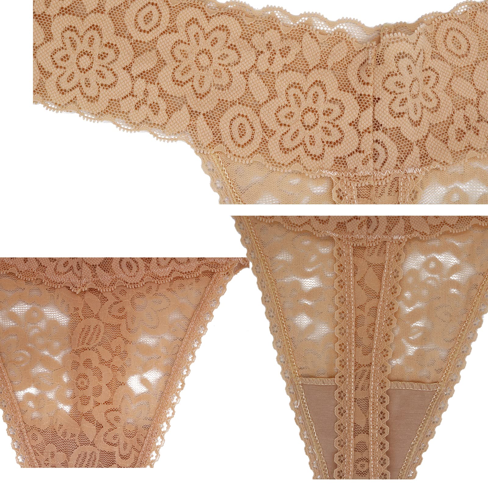 Plus Size Lace Thongs for Women - Sexy T-Back Stretch Underwear 5/6/10 Pack - Comfortable Daily Wear & Special Occasions