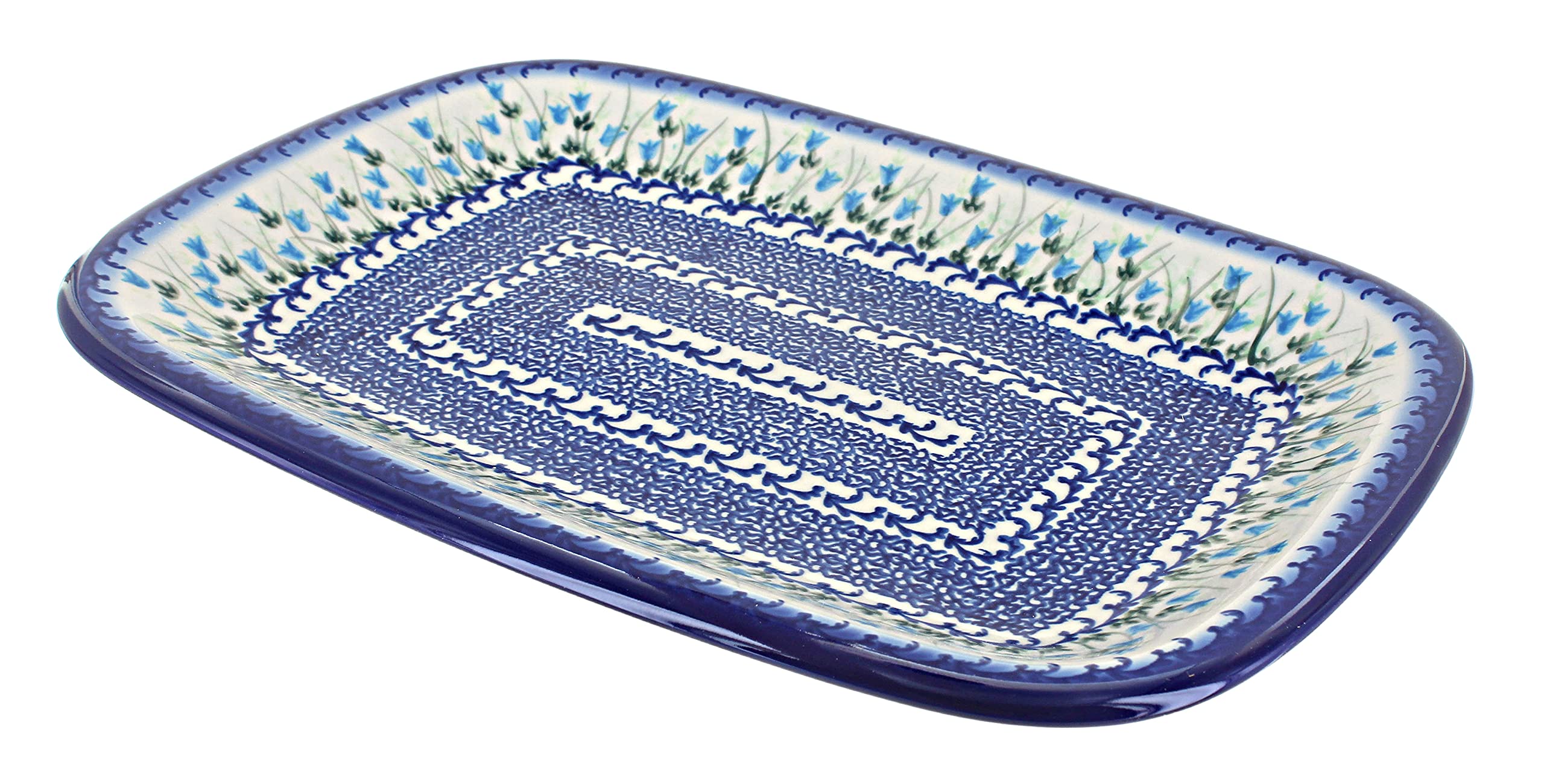 Blue Rose Polish Pottery Misty Large Rectangular Serving Platter - Handcrafted Ceramic Tray for Entertaining, Dining & Home Decor | Perfect for Parties, Holidays & Special Occasions