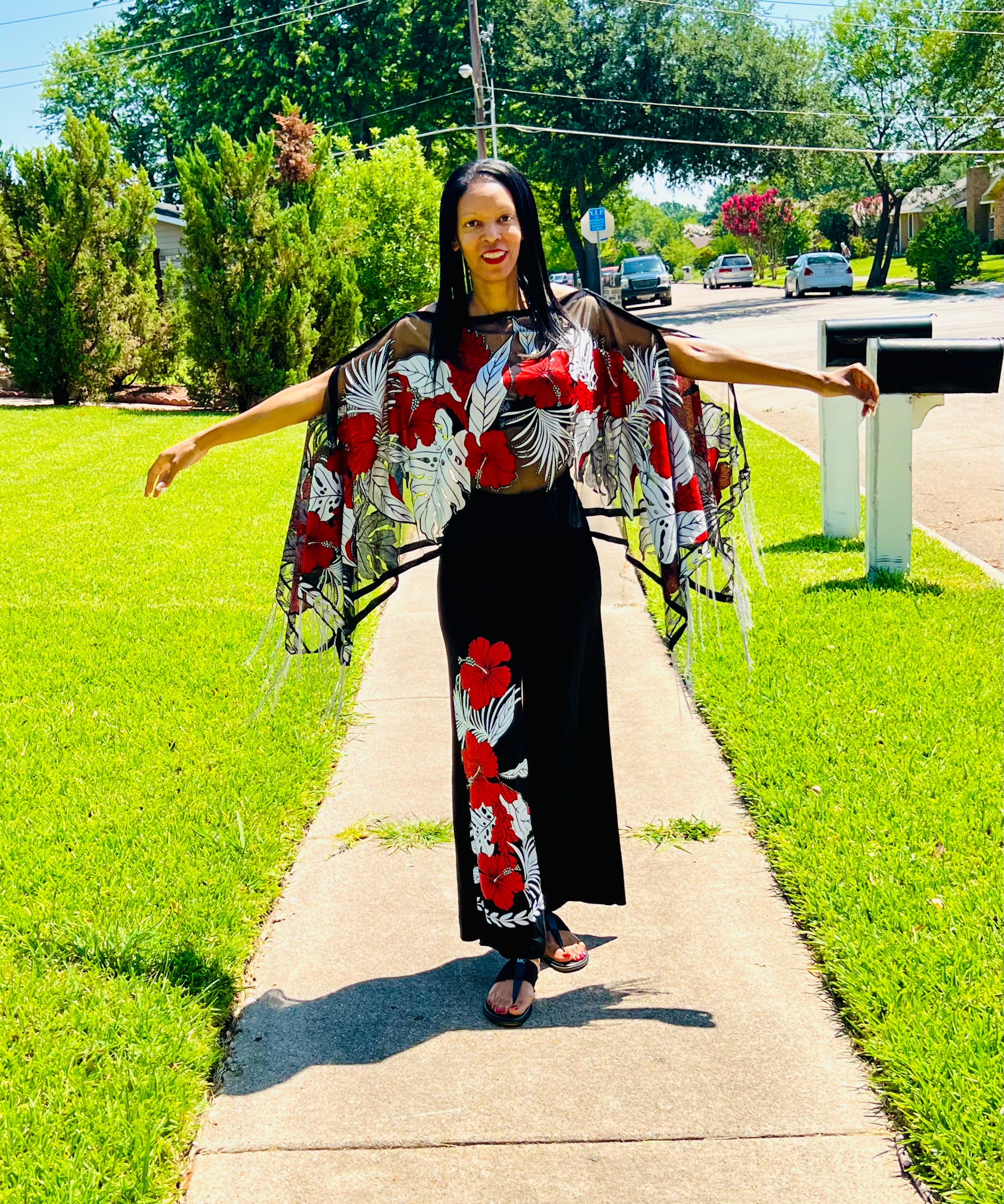 Floral Print Hibiscus Palazzo Pants Set for Women - Summer Boho Beach Outfit, Lounge Wear & Vacation Style
