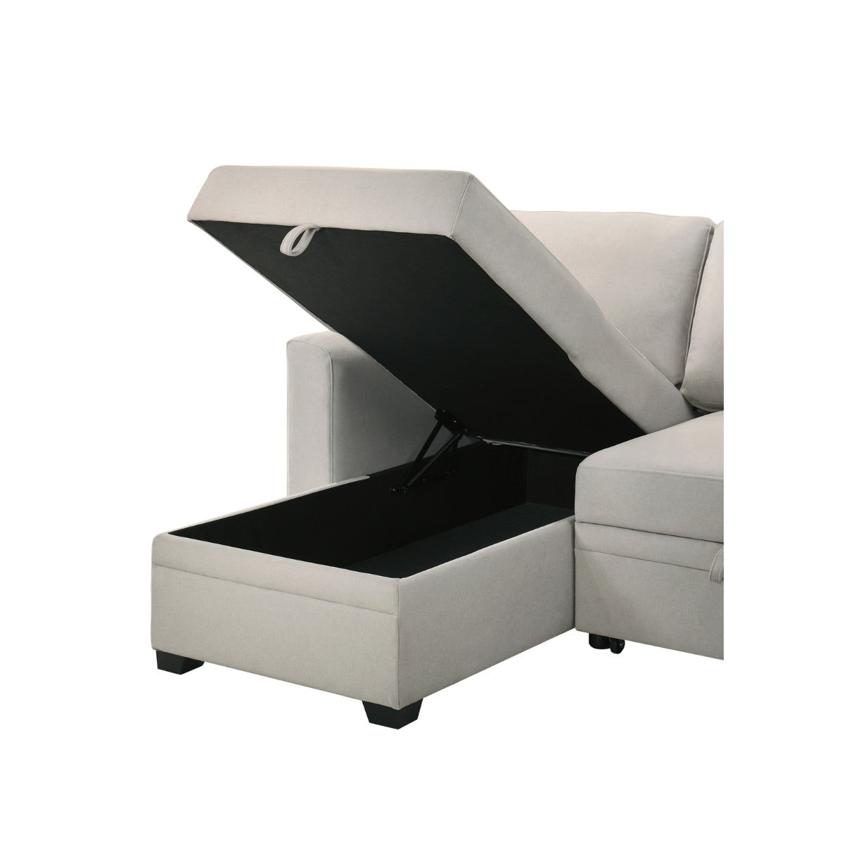 Beige 2-Piece Sectional Sofa with Pull-Out Sleeper & Reversible Storage Chaise - Perfect for Small Spaces, Guest Rooms, and Cozy Living Rooms
