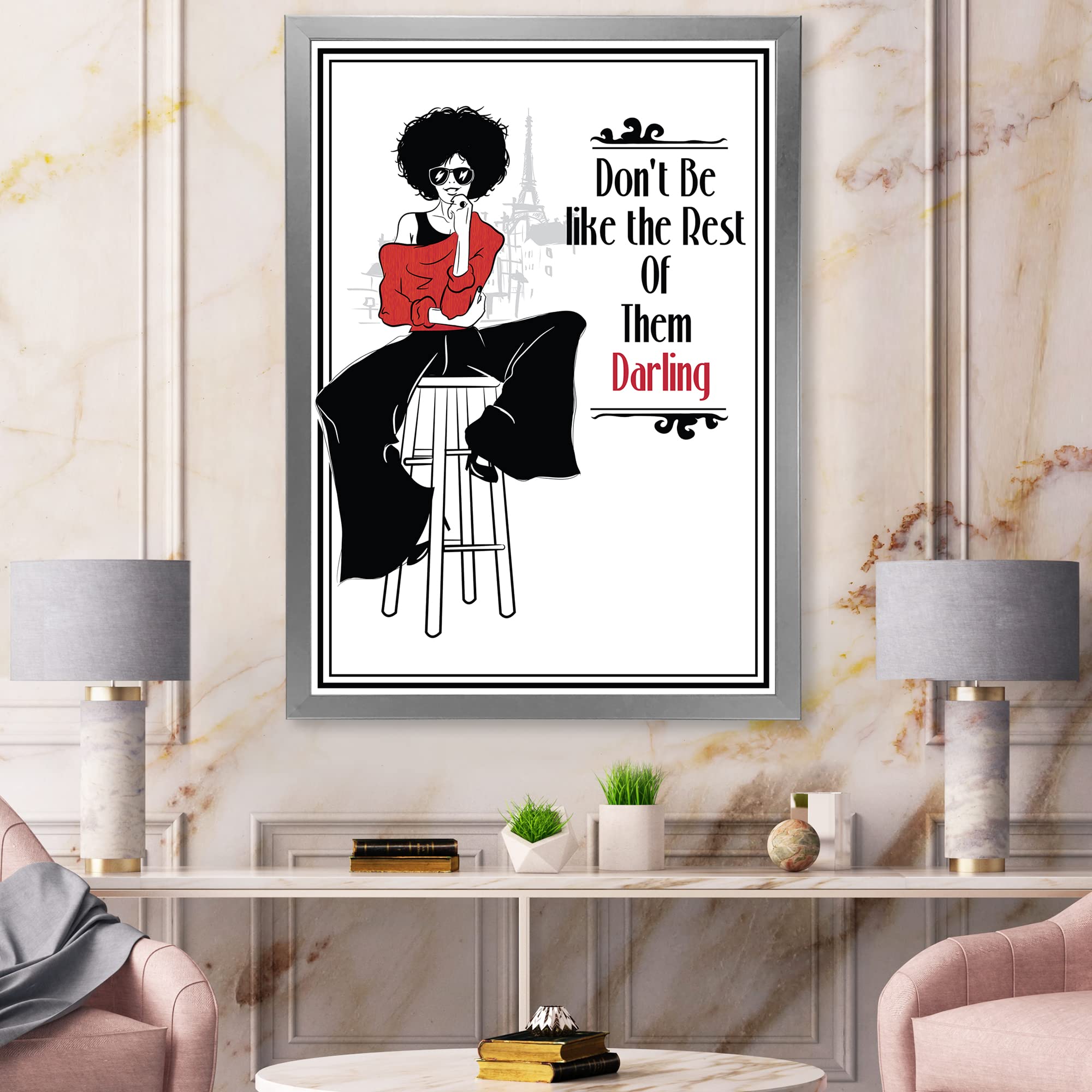 DesignQ Passion Life Fashion Girl VI Modern Framed Wall Art - Stylish Home Decor for Living Room, Bedroom & Office