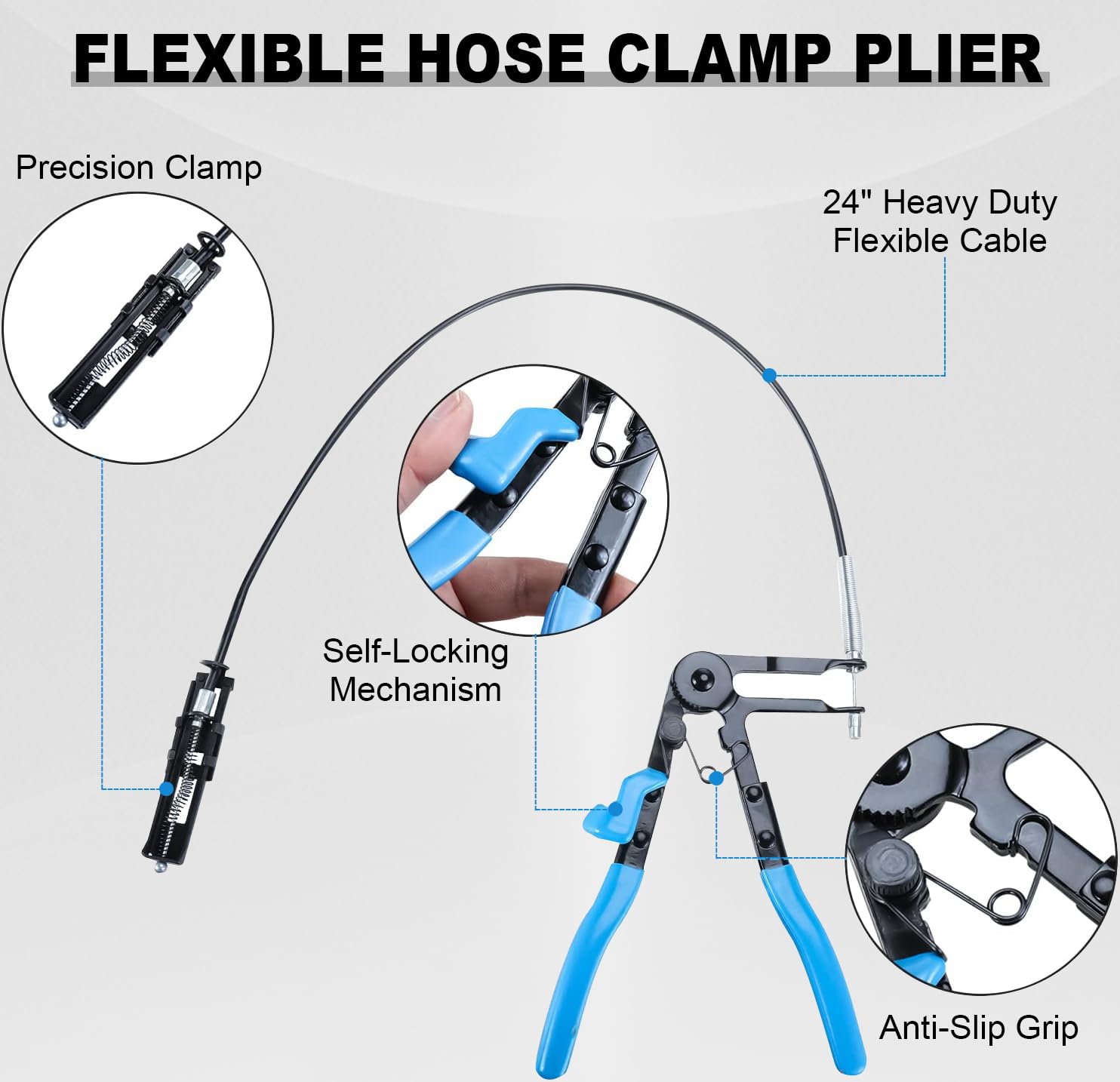 9-Piece Hose Clamp Pliers Tool Set - Long Reach Wire Spring Hose Clamp Remover - Universal Automotive Fuel Oil Water Hose Removal Kit for Car, Truck & DIY Repairs