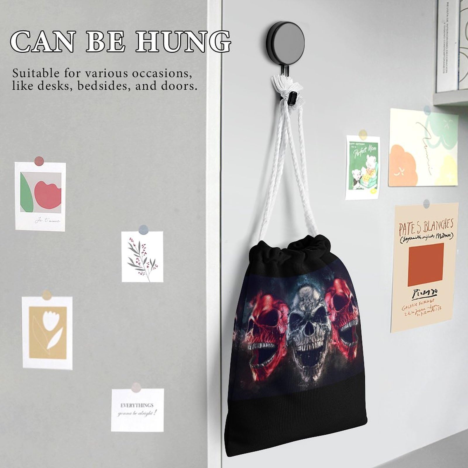 **Screaming Demon Skulls Cute Muslin Drawstring Bags - Small Reusable Gift Pouch for Party Favors, Halloween Treats & Jewelry Storage**