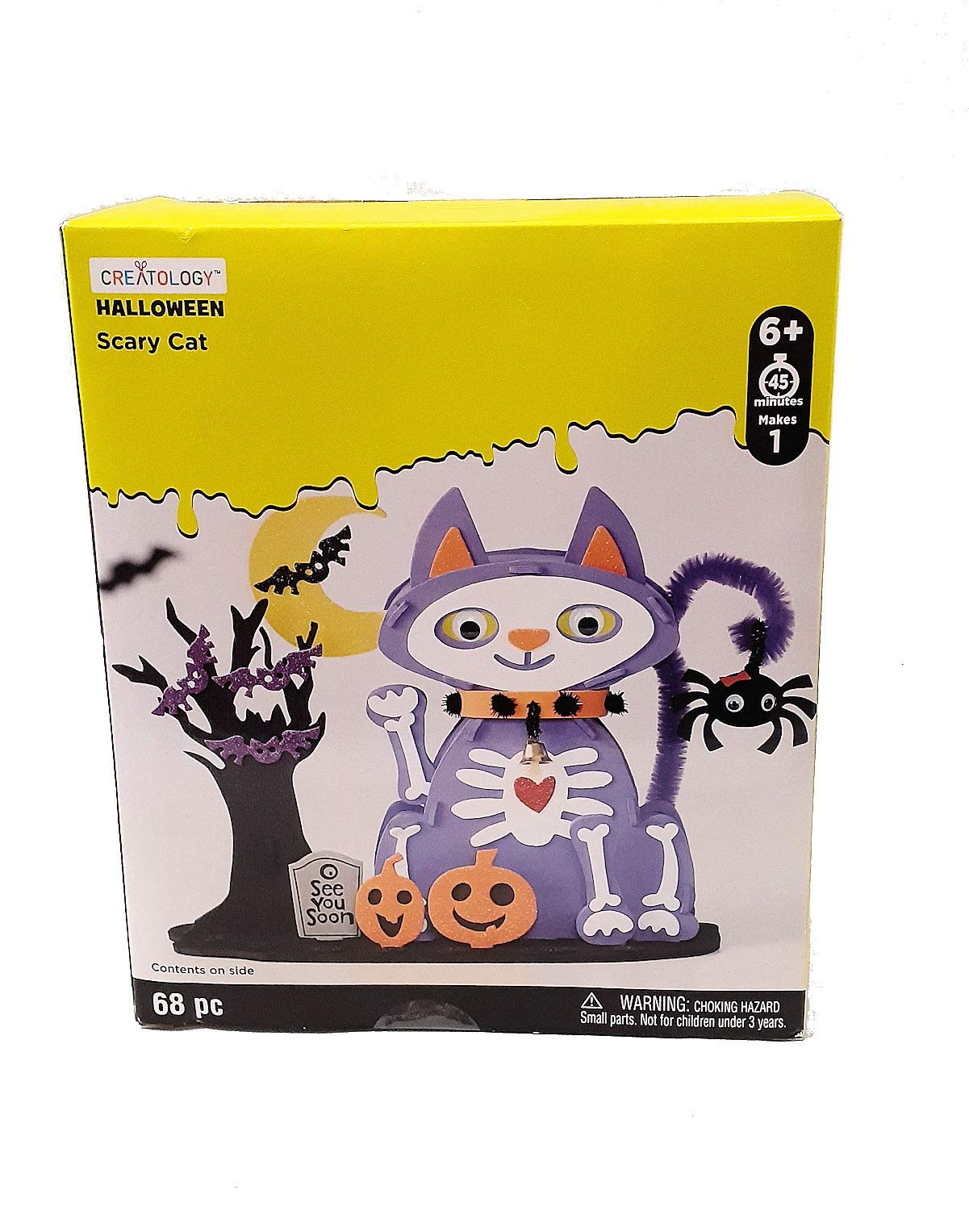 Halloween Scary Cat, Spider & Bat Craft Kit - 68 Piece DIY Decoration Set for Kids & Adults - Perfect for Party Decor, Classroom Activities & Haunted House Themes