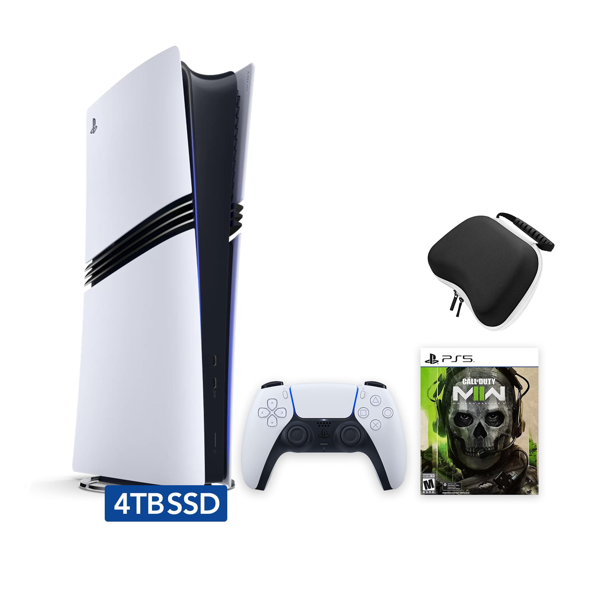 Sony PlayStation 5 Pro 4TB Digital Edition - Call of Duty Modern Warfare II Bundle with Controller Case (White) | Flagship Pro PS5 Gaming Console with PCIe SSD for Ultimate 4K Gaming Experience | Perfect for Home Entertainment & Competitive eSports