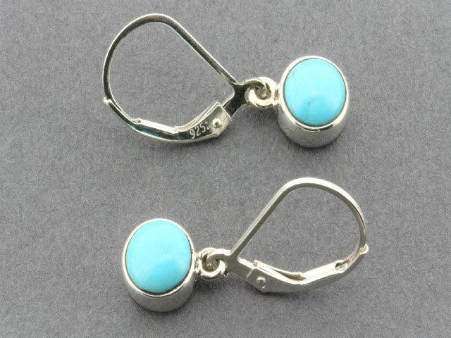 7mm Bezel Earrings - Turquoise & Sterling Silver Dangle Earrings for Women | Perfect for Casual Wear, Parties & Special Occasions