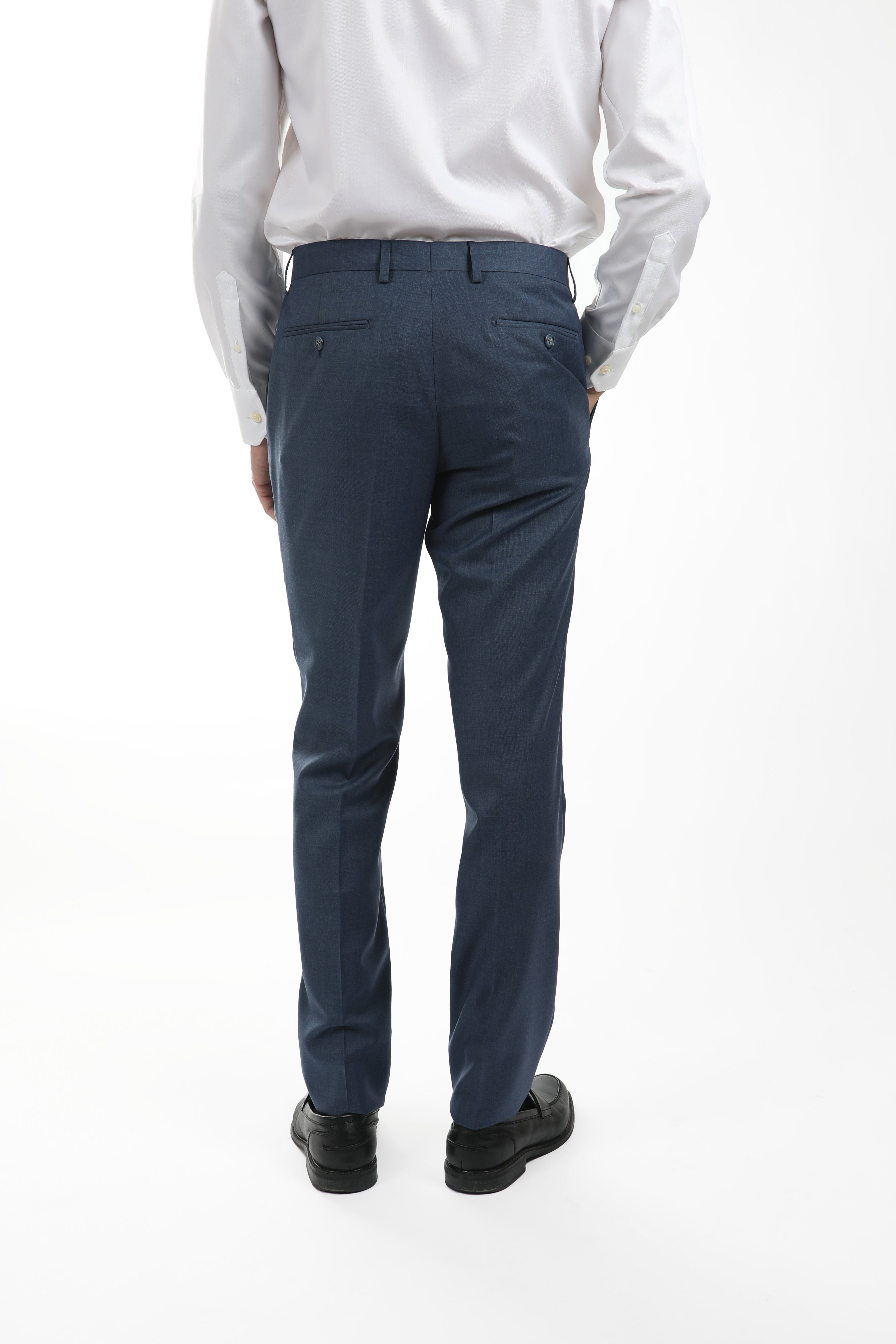 Mid Blue Brinsley Sharkskin Dress Pants for Men - Premium Slim Fit Formal Trousers for Business, Office & Special Occasions