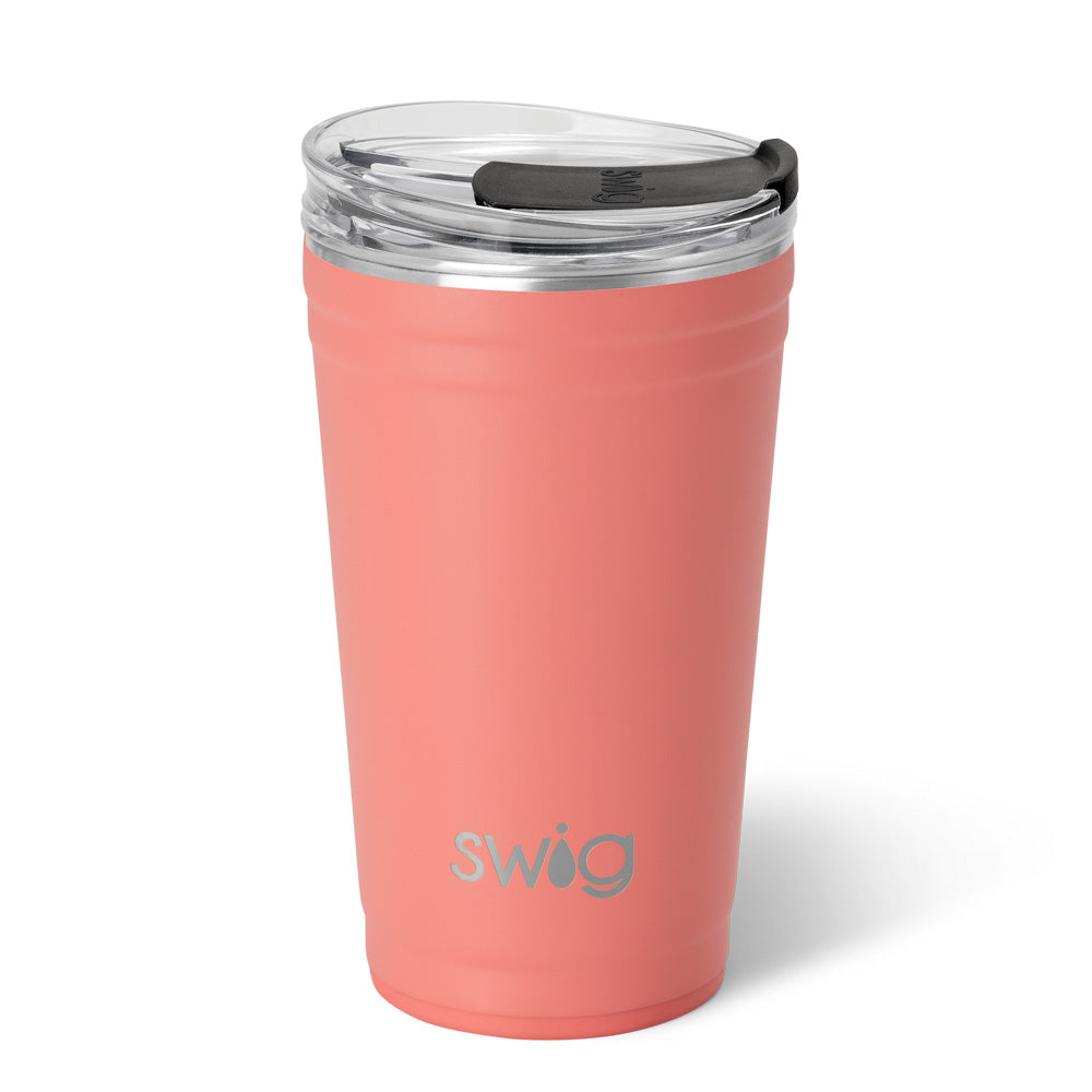 24oz Coral Party Cups - Bulk Disposable Plastic Cups for Parties, Events & Celebrations - Perfect for Weddings, Birthdays & BBQs