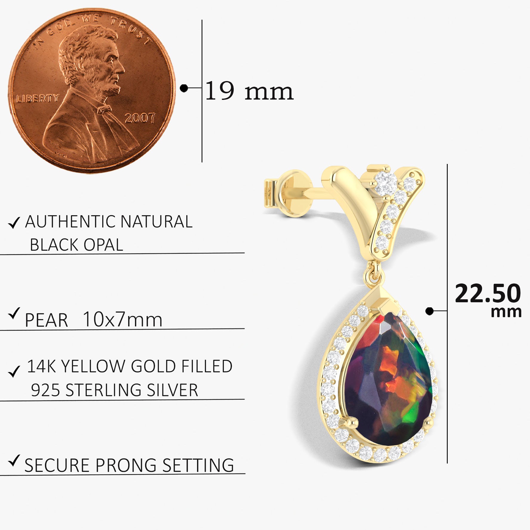 Natural Black Opal Drop Earrings - V-Shaped Design with Push Back Closures | Elegant Jewelry for Weddings, Parties & Special Occasions