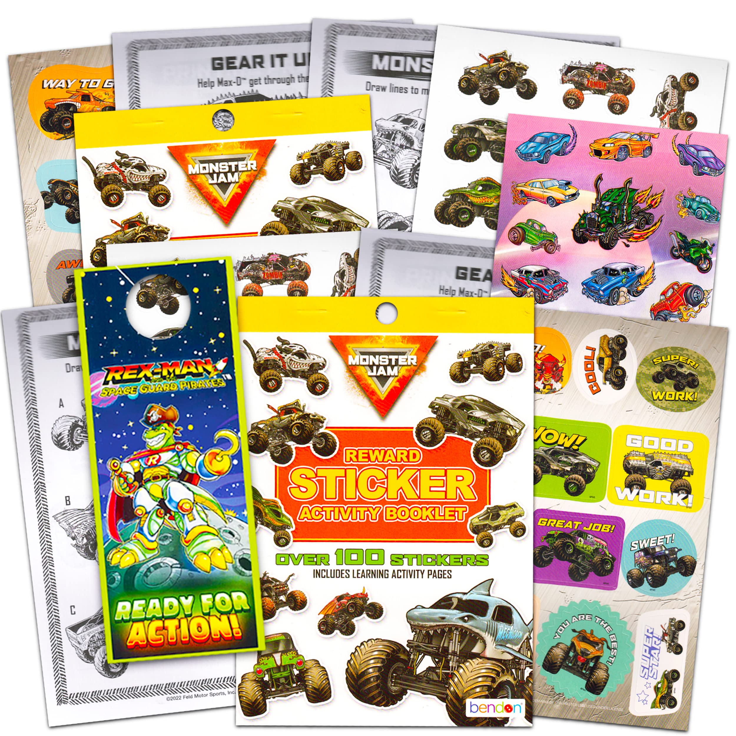600-Piece Monster Jam Stickers for Kids - Assorted Monster Truck & Race Car Stickers Bundle (16 Party Favor Sheets) | Perfect for Birthday Parties, School Rewards & Scrapbooking