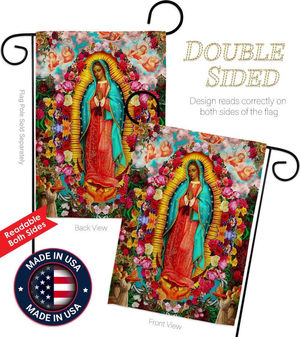 Our Lady of Guadalupe Flag - Religious Home & Garden Decor, Cemetery Grave Yard Decoration, Christian Easter Gift with Peace Dove - Made in USA | Perfect for Church Altars, Memorial Gardens & Spiritual Spaces