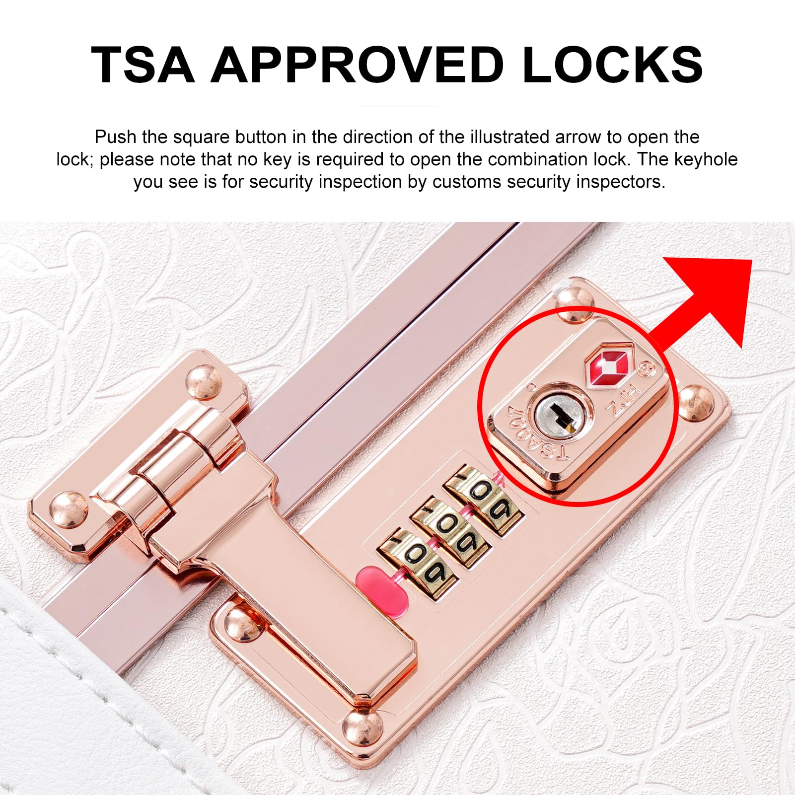 Vintage Suitcase Set for Women - 2 Piece Retro Luggage with White Rose Embossed Design, TSA Approved Zipperless Trunk Luggage (26