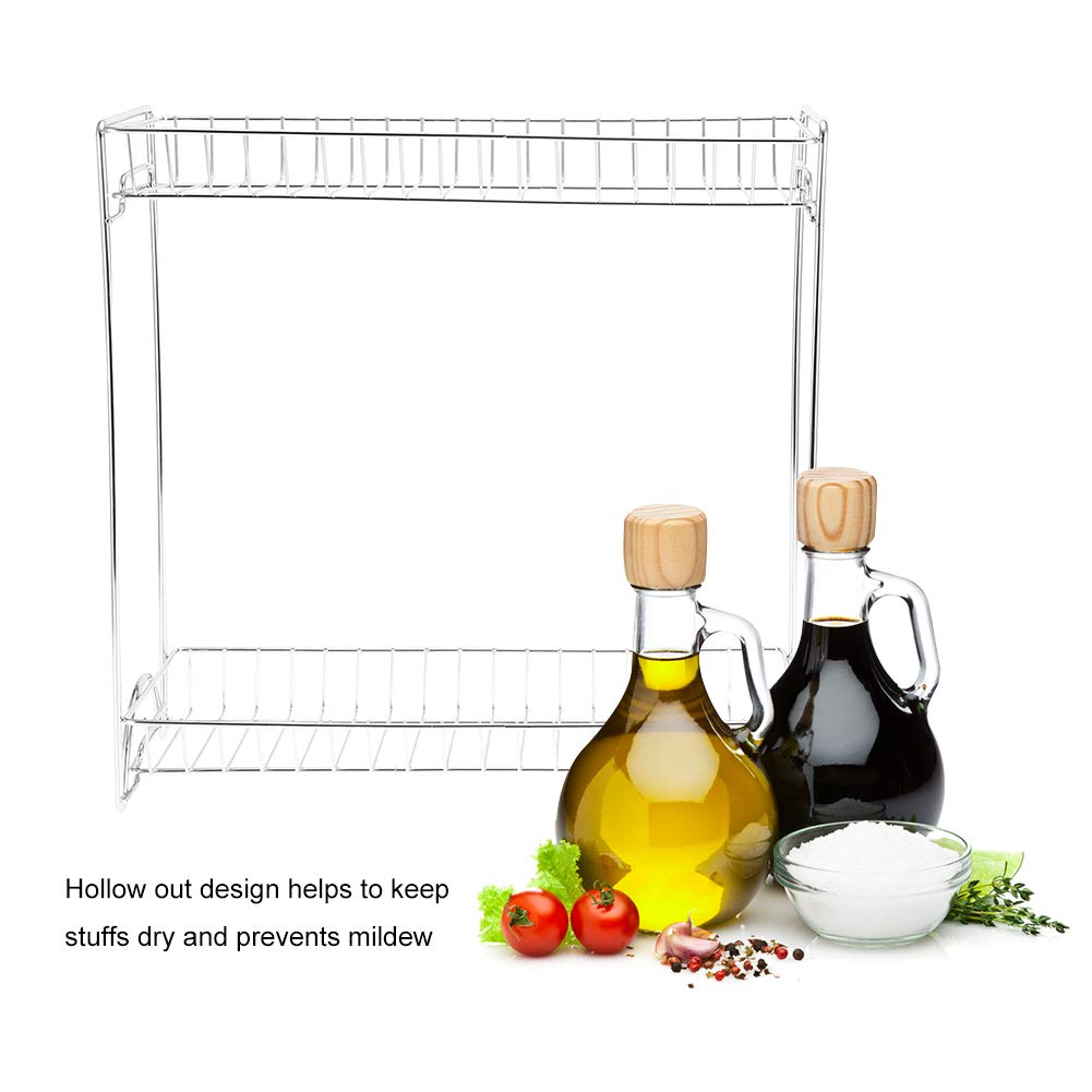 Premium Stainless Steel Spice Rack - Rustproof Hollow-Out Design for Kitchen Countertop & Cabinet Storage | Perfect for Organizing Spices, Seasonings & Cooking Essentials in Home Kitchens