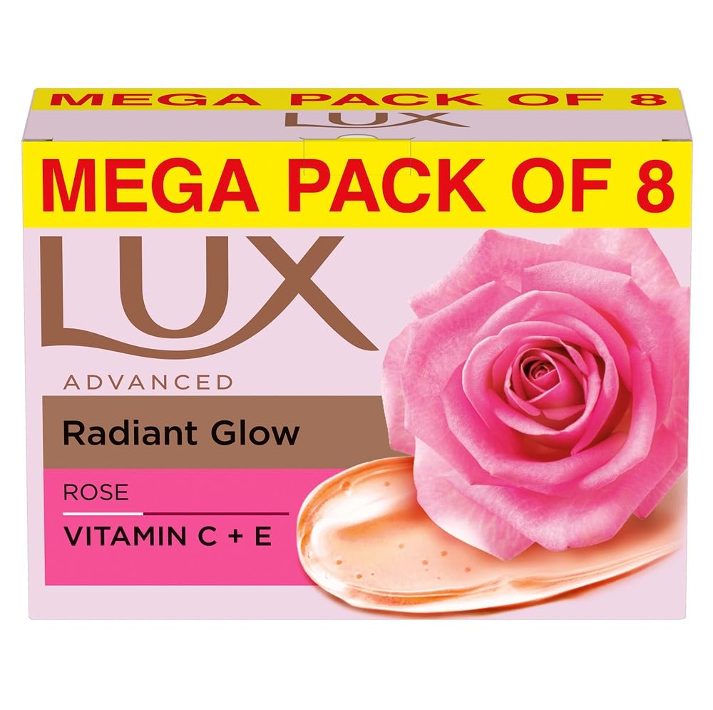 Vitamin C & E Infused Lux Even-Toned Glow Bathing Soap - Pack of 8 x 150g for Radiant Skin | Perfect for Daily Skincare & Spa-Like Bath Experience