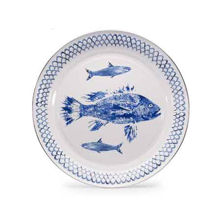 Fish Camp Enamelware Large Tray - 20 Inch Rustic Serving Platter for Outdoor Picnics, Camping & Farmhouse Dining