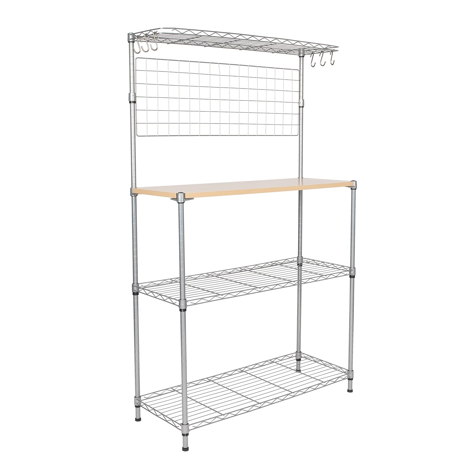 4-Tier Chrome Bakers Rack with Kitchen Storage - Heavy Duty Metal Shelving for Baking, Cooking & Organizing - Perfect for Kitchen, Pantry, Garage & Restaurant Use