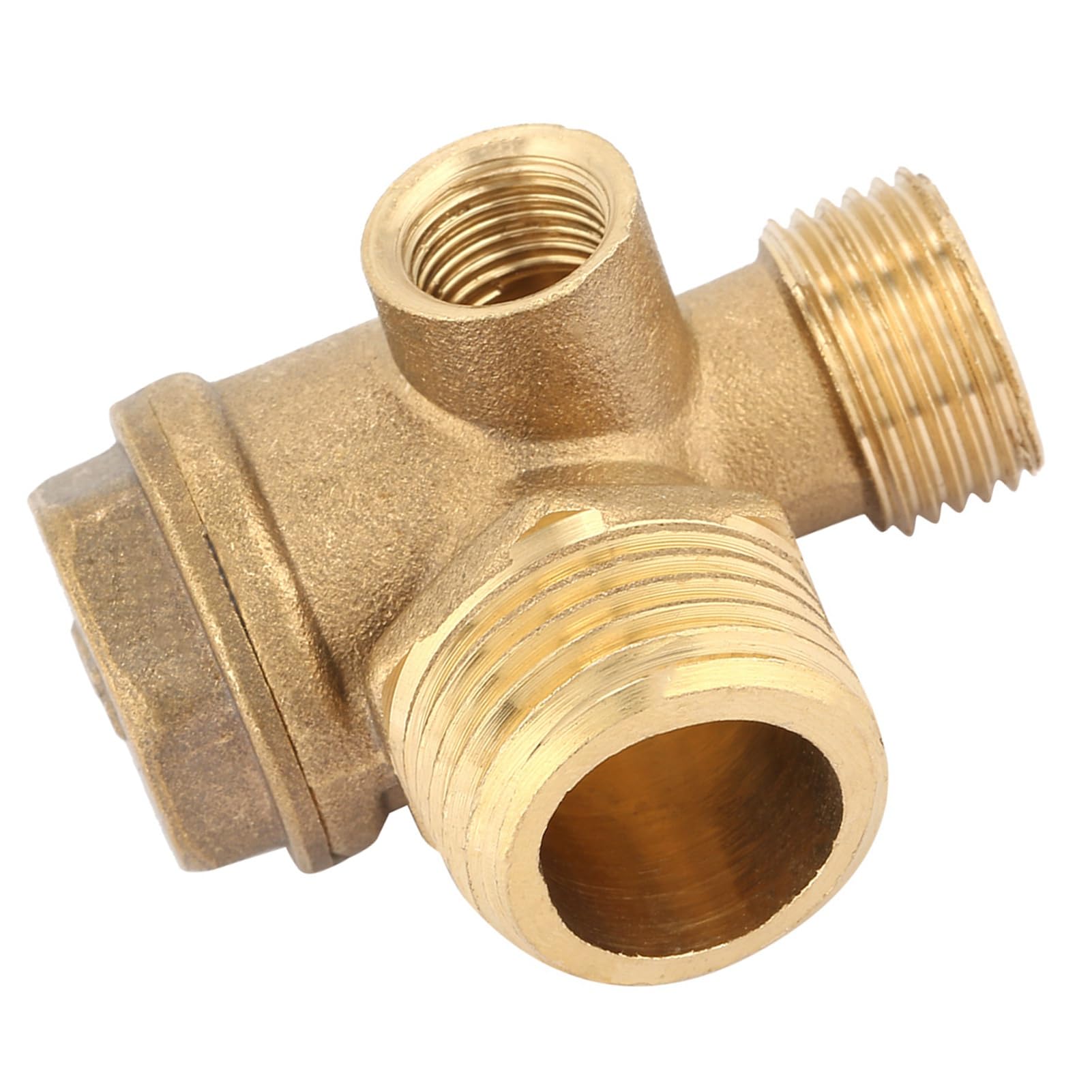 3 Port Brass Air Compressor Check Valve - 0.4/0.6/0.8 Inch Male Threaded Tube Connector for Air Tools, Pneumatic Systems - Perfect for Home Garage, Garden Irrigation & DIY Projects