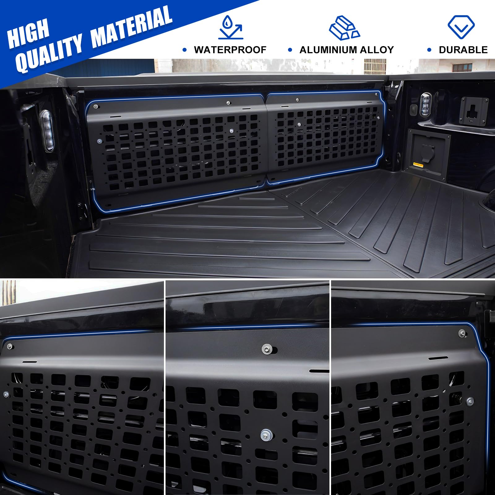 2015-2024 Ford F150 Bed Tailgate Storage Panel - Heavy Duty Metal Molle Panel Organizer for 15-23 F150 Accessories - Perfect for Truck Gear Storage & Off-Road Adventures