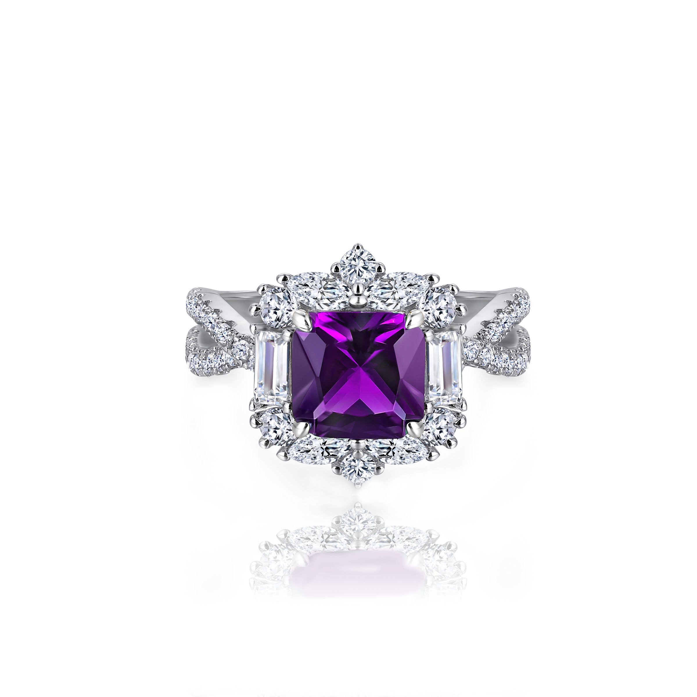 Regal Bloom: Asscher Cut Moissanite Ashes Ring - Elegant Wedding Band for Women, Perfect for Engagement, Anniversary & Special Occasions