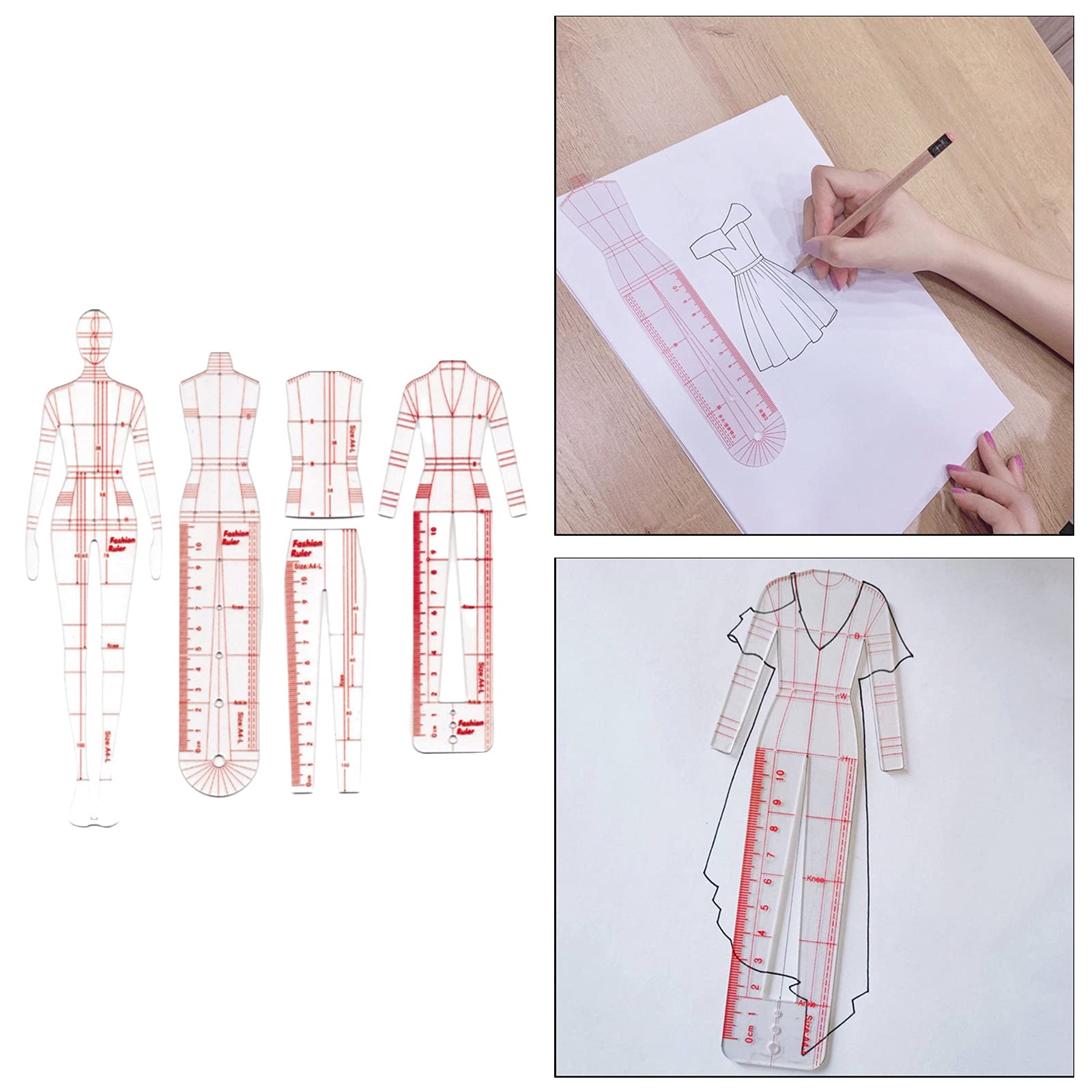 4 Pcs French Curve Ruler Set for Sewing, Dressmaking & Fashion Design - Tailoring Templates for Human Body Patterns (Perfect for DIY Clothing, Costume Making & Professional Garment Design)